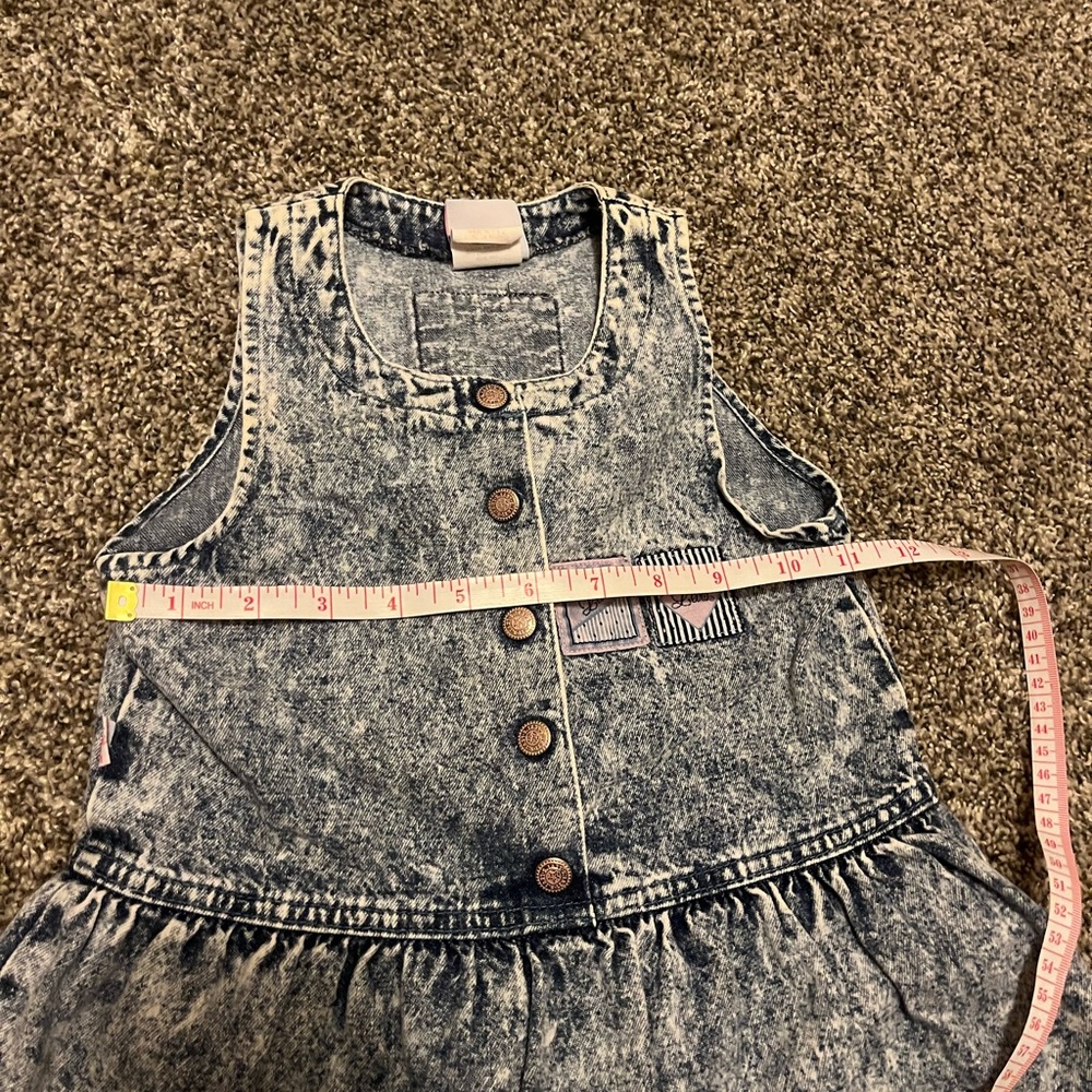Vintage Little Levis Outfit Denim Jumper Dress Pink Shirt Acid Wash Girl 3T Jean - Picture 8 of 15